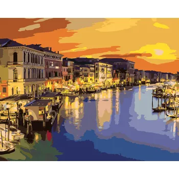 ZUTY Malování podle čísel - CANAL GRANDE V LETNÍ NOCI V BENÁTKÁCH Rozměr: 40x50 cm, Rámování: bez rámu a bez vypnutí plátna