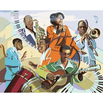 ZUTY Malování podle čísel - MUZIKANTI (D. RUSTY RUST) Rozměr: 40x50 cm, Rámování: bez rámu a bez vypnutí plátna