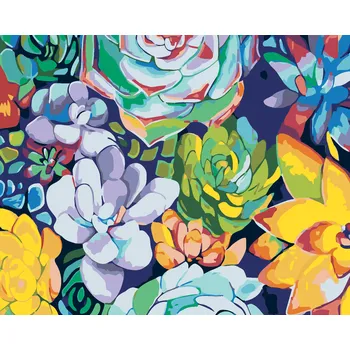 ZUTY Malování podle čísel - BAREVNÉ SUKULENTY Rozměr: 40x50 cm, Rámování: bez rámu a bez vypnutí plátna