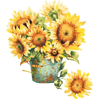 ZUTY Malování podle čísel - KBELÍK SLUNEČNIC Rozměr: 40x50 cm, Rámování: bez rámu a bez vypnutí plátna