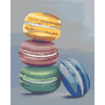 ZUTY Malování podle čísel - MAKRONKY (MYROSLAVA VOLOSCHUK) Rozměr: 80x100 cm, Rámování: vypnuté plátno na rám