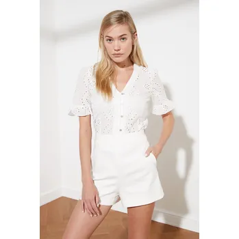 Dámská halenka Dámská halenka Trendyol Brodeli Trendyol bílá 1439177