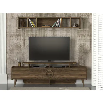 Televizní stolek Televizní stolek se závěsným regálem KERSTIN ořech