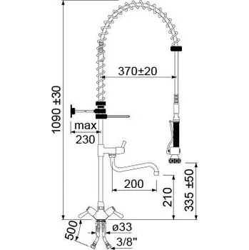 Sprchová hlavice GEV Sprcha na nádobí, jeden otvot, keramický ventil 1/2" 90°