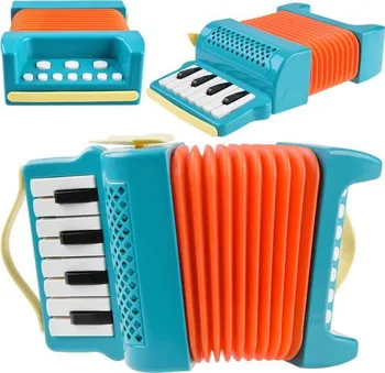 Hudební nástroj pro děti Dětská harmonika 40 skladeb oranžová/modrá
