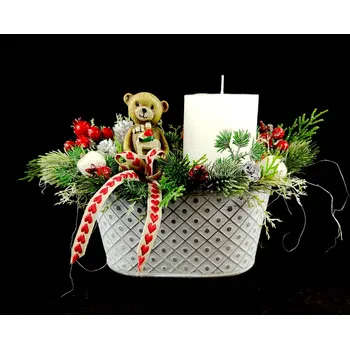 Svícen Kyticky.cz Vánoční svícen s medvědem