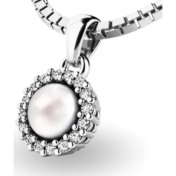Šperk Dámský přívěsek bílé zlato 585/1000 zirkon perlový 10931-B-FW-ZIR délka řetízku 50cm