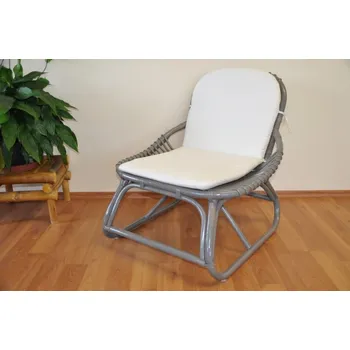 Nábytek PEGAS Křeslo Denpasar šedé polstr přírodní bílý