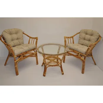 Zahradní sestava Nábytek PEGAS Ratanová sedací souprava Subaliu - polstry tmavě béžový melír