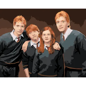 ZUTY Malování podle čísel - FRED, GEORGE, RON A GINNY WEASLEYOVI (HARRY POTTER) Rozměr: 40x50 cm, Rámování: vypnuté plátno na rám