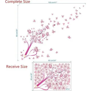 Samolepící dekorace Originální samolepka na stěnu | nálepka na zeď - Tužka s motýli a srdci