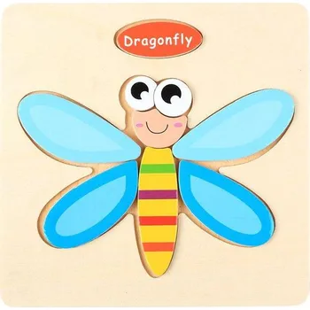 Dřevěná hračka Dřevěné skládačky | dřevěné puzzle pro nejmenší - 15 x 15 cm - vážka