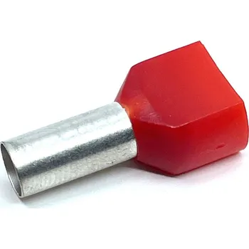 Tracon electric Dvojitá izolovaná kabelová dutinka červená 10mm² 2×10mm2 / L=26,5mm