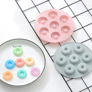Forma na pečení Silikonová forma na koblihy | forma na donuty, sedmimístná - náhodná barva