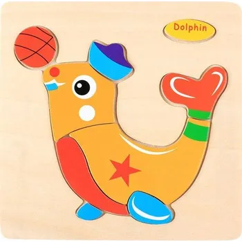 Dřevěná hračka Dřevěné skládačky | dřevěné puzzle pro nejmenší - 15 x 15 cm - tuleň