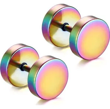 Piercing Falešný plug | fake plug do ucha, 2 ks , 6-12 mm - Duhový,12mm