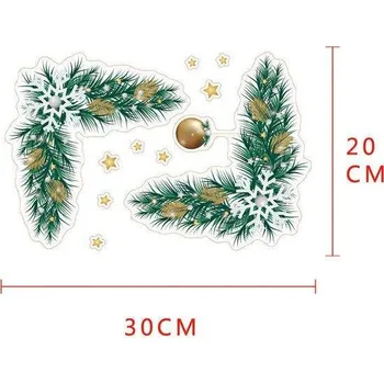 Vánoční dekorace Vánoční nálepka | květinová samolepka na okno, 20 x 30 cm - 2 ks - 9