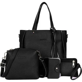 Kabelka Set dámských kabelek a peněženek | stylové kabelky, 4 ks - Černá