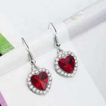 Náušnice Dámské náušnice | náušnice se srdíčkem - Červená