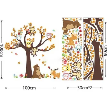 Samolepící dekorace Dětská tapeta | nálepka na zeď sovičky na větvi - 01