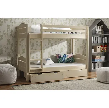 Patrová postel Petr 90x200 cm + šuplíky + rošty ZDARMA masiv smrk