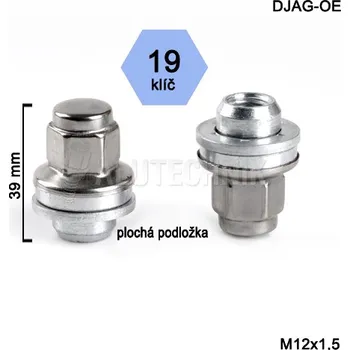 Matice Kolová matice M12x1,5 s plochou podložkou nerez krytka, klíč 19 (Matice Jaguar)