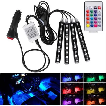 Osvětlení interiéru vozidel LED RGB osvětlení do interiéru aut, 32cm s dálkovým ovládáním (led rgb sestava do interiéru vozidel s dálkovým ovládáním)