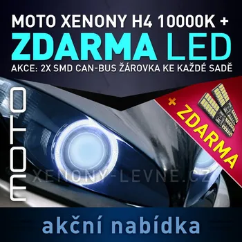Autožárovka AKCE: XENONY MOTO HID H4 10.000K - přestavbová motocyklová sada 12V (kup tuto xenonovou sadu a dostaneš LED parkovací žárovky ZDARMA)