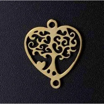 Dětské navlékací korálky Pro Háčkování Mezidíl srdce 17,5 x 15 mm ocel pozlacený