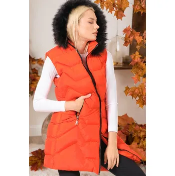 Dámská vesta Z6761 DEWBERRY LADIES' VEST-LIGHT ORANGE dewberry červená 2577597