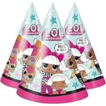 Party dekorace Papírové party čepičky LOL Surprise 8 ks (Papírové party čepičky LOL Surprise 8 ks)