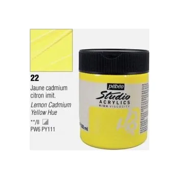 Vodová barva Akrylová barva Pébéo Studio Acrylic 500 ml - žlutá kadmium citrónové 22