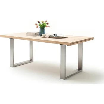 Jídelní stůl Rozkládací jídelní stůl z masivu DAYTON dub bělený/leštěná ocel Velikost stolu 200x100