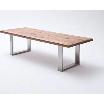 Jídelní stůl Jídelní stůl CASTELLO tmavý dub bassano masiv/leštěná ocel Velikost stolu 240x100