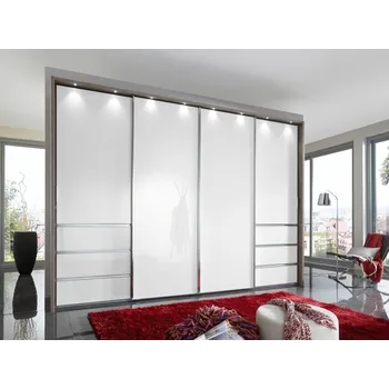 Šatní skříň Šatní skříň MALIBU bílé sklo/dub Truffel