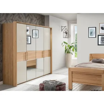 Šatní skříň Šatní skříň s otočnými dveřmi KIRUNA dub/sklo champagne