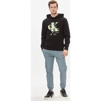Oblečení a móda Calvin Klein Jeans Mikina Mirrored Ck Logo Hoodie J30J324630 Černá Regular Fit M