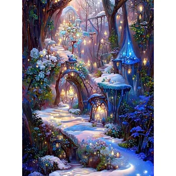 Diamantové malování Čína Diamantové malování - motivy ze "snového lesa"- kulaté diamanty I Barva: E, Rozměry (cm): 20x25 cm