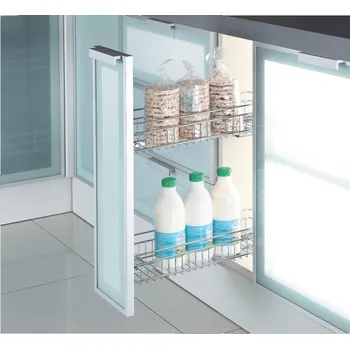 Odpadkový koš Wireli KOMFORT boční plný výsuvný koš s tlumením / Chrom Pravý 150 mm