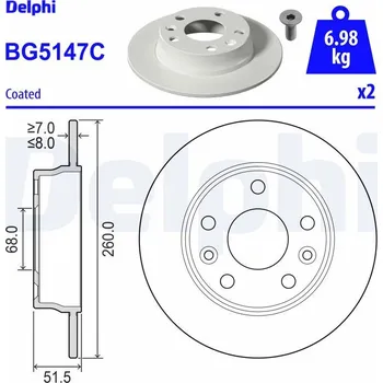 Brzdový kotouč Brzdový kotouč DELPHI BG5147C