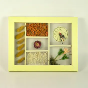 Hodiny Hodiny nástěnné dřevěné žluté 22x28cm