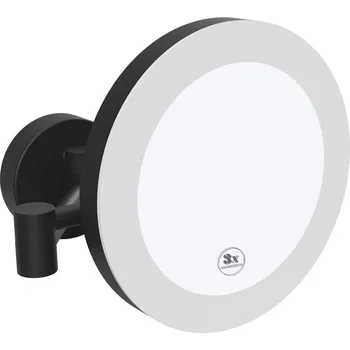Kosmetické zrcátko s LED osvětlením, prům. 200 mm, černé 116101770