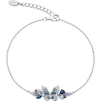 Řetízek Stříbrný řetízek se zirkony - motýl, listy - AP536-7077