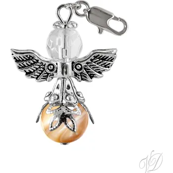 Přívěsek Veronika Designs Anděl přívěsek s karabinkou - Perleť Stříbrná