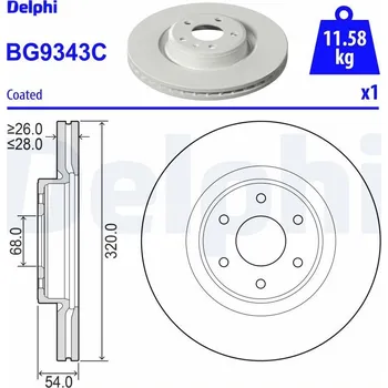 Brzdový kotouč Brzdový kotouč DELPHI BG9343C