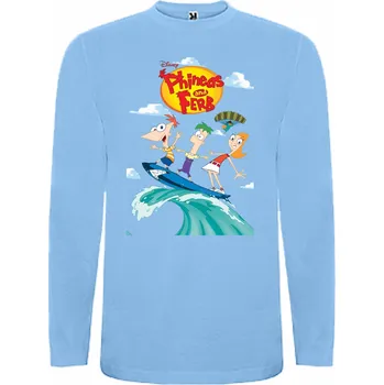 Tričko s dlouhým rukávem Phineas a Ferb Barva: Nebesky modrá/ světle mod., Velikost: 134/140 - 9/10let