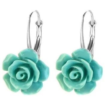 Náušnice Argento 63322 Stříbrné náušnice růžička - modrá glazura