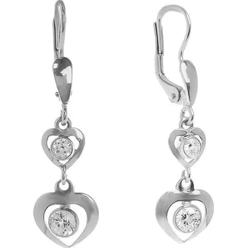 Náušnice Argento 66711 Stříbrné náušnice - srdíčka, čiré kulaté zirkony