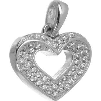 Přívěsek Argento 85161 Stříbrný přívěsek - srdíčko, čiré kulaté zirkony