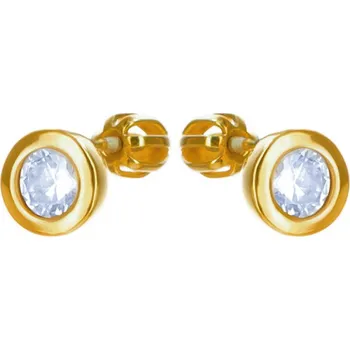 Náušnice Argento 65216 Pozlacené stříbrné náušnice - čirý kulatý zirkon